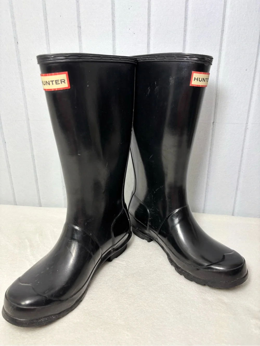 Hunter Black Gloss Knee-High Rain Boots‎ with Side Buckle Kid Size 3